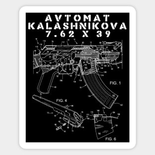 Avtomat Kalashnikova Blueprint - AK47, Mikhail Kalashnikov, Guns, Firearms, Patent Sticker